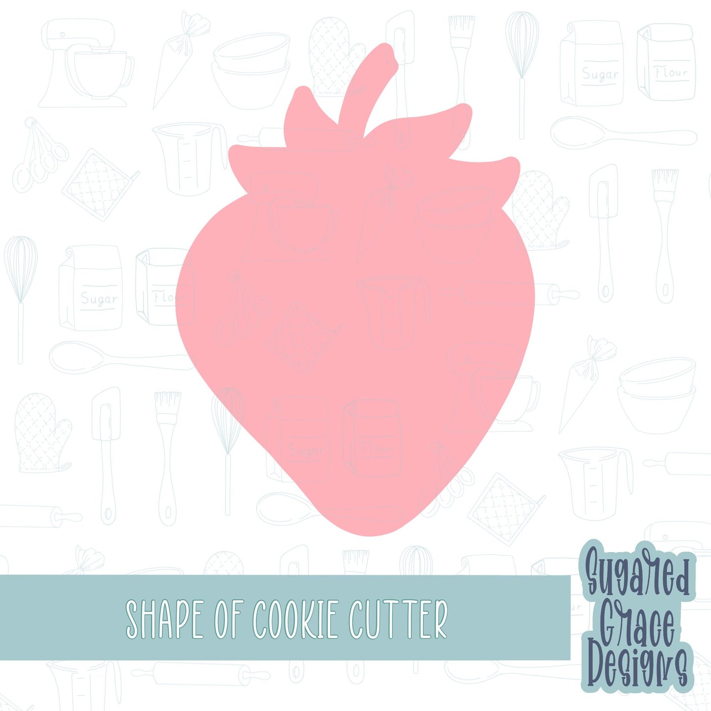 strawberry Cookie cutter STL file for 3D printing with png printable instant download for EDDIE edible ink printer, summer fruit png artwork
