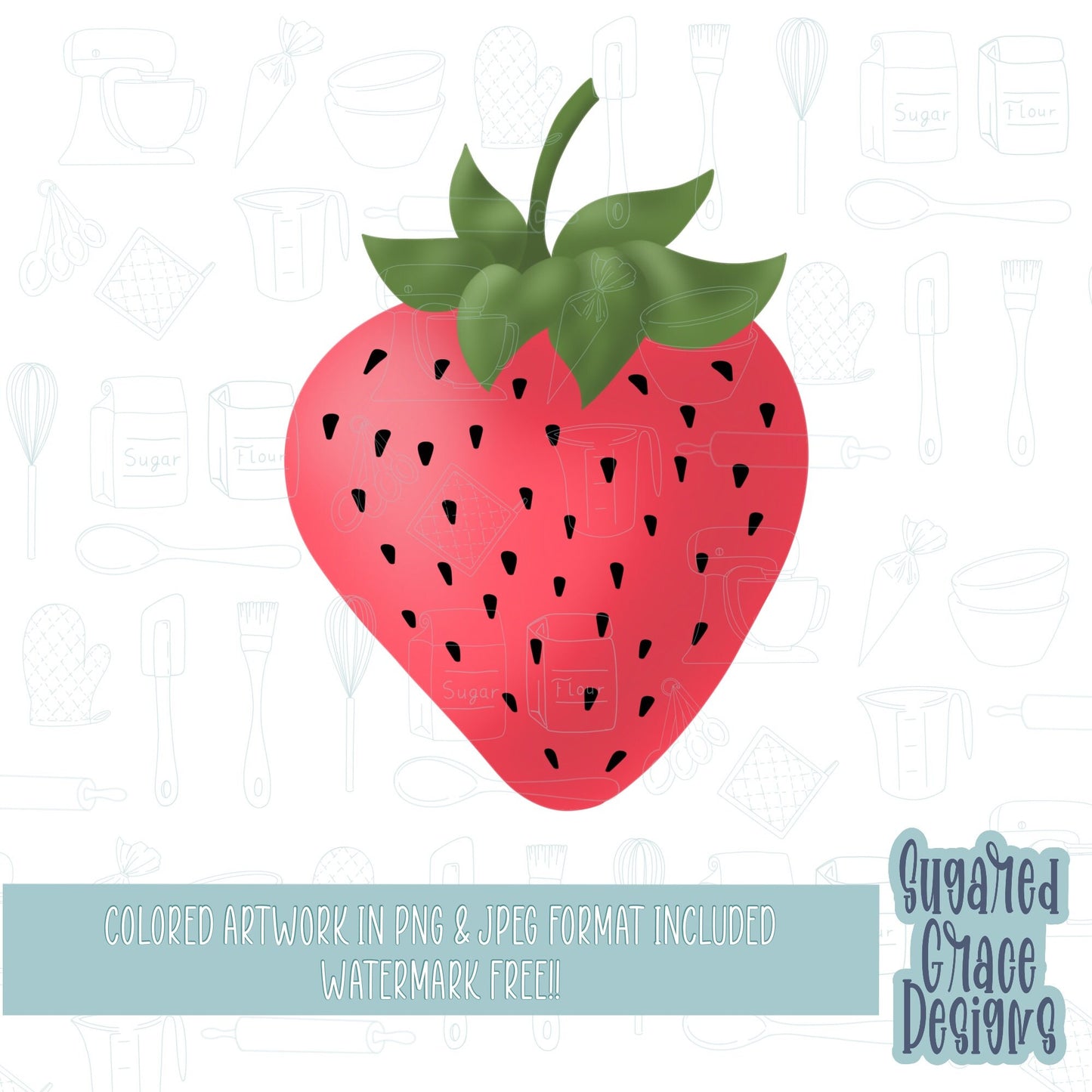 strawberry Cookie cutter STL file for 3D printing with png printable instant download for EDDIE edible ink printer, summer fruit png artwork