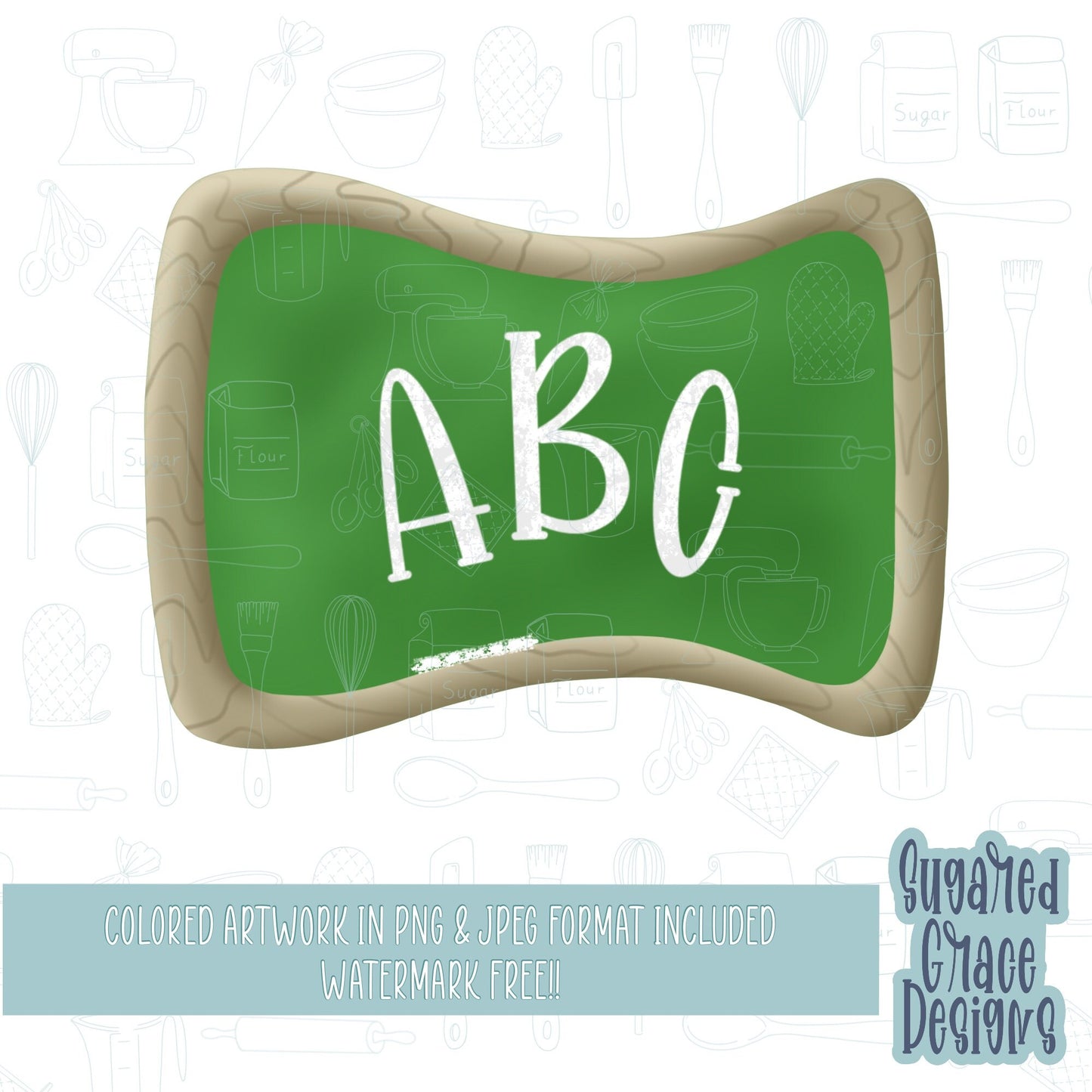 School chalkboard Cookie cutter STL file for 3D printing with png printable instant download for EDDIE edible ink printer, back to school