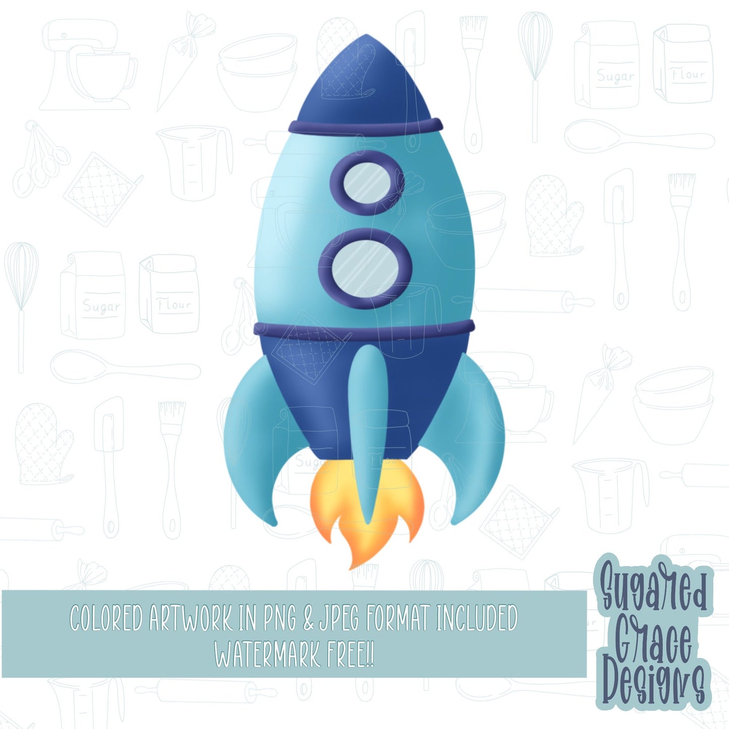 Outer space rocket ship Cookie cutter STL file for 3D printing with png printable instant download for EDDIE edible ink printer