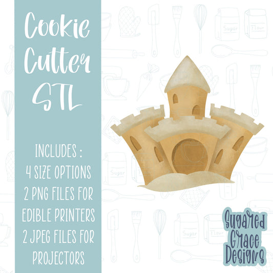 Summer sand castle Cookie cutter STL file for 3D printing with png printable instant download for EDDIE edible ink printer