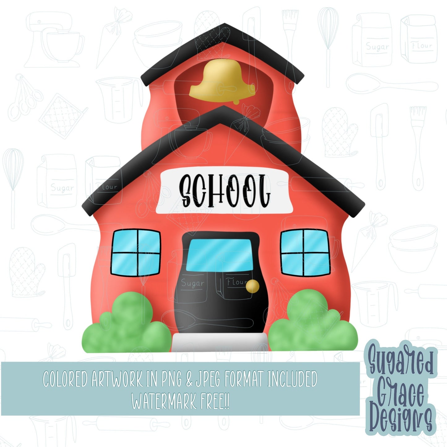 School house Cookie cutter STL file for 3D printing with png printable instant download for EDDIE edible ink printer, back to school teacher