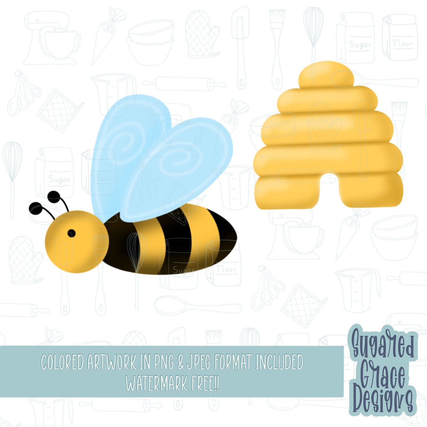 Honey bee and hive Cookie cutter STL file for 3D printing with png printable instant download for EDDIE edible ink printer