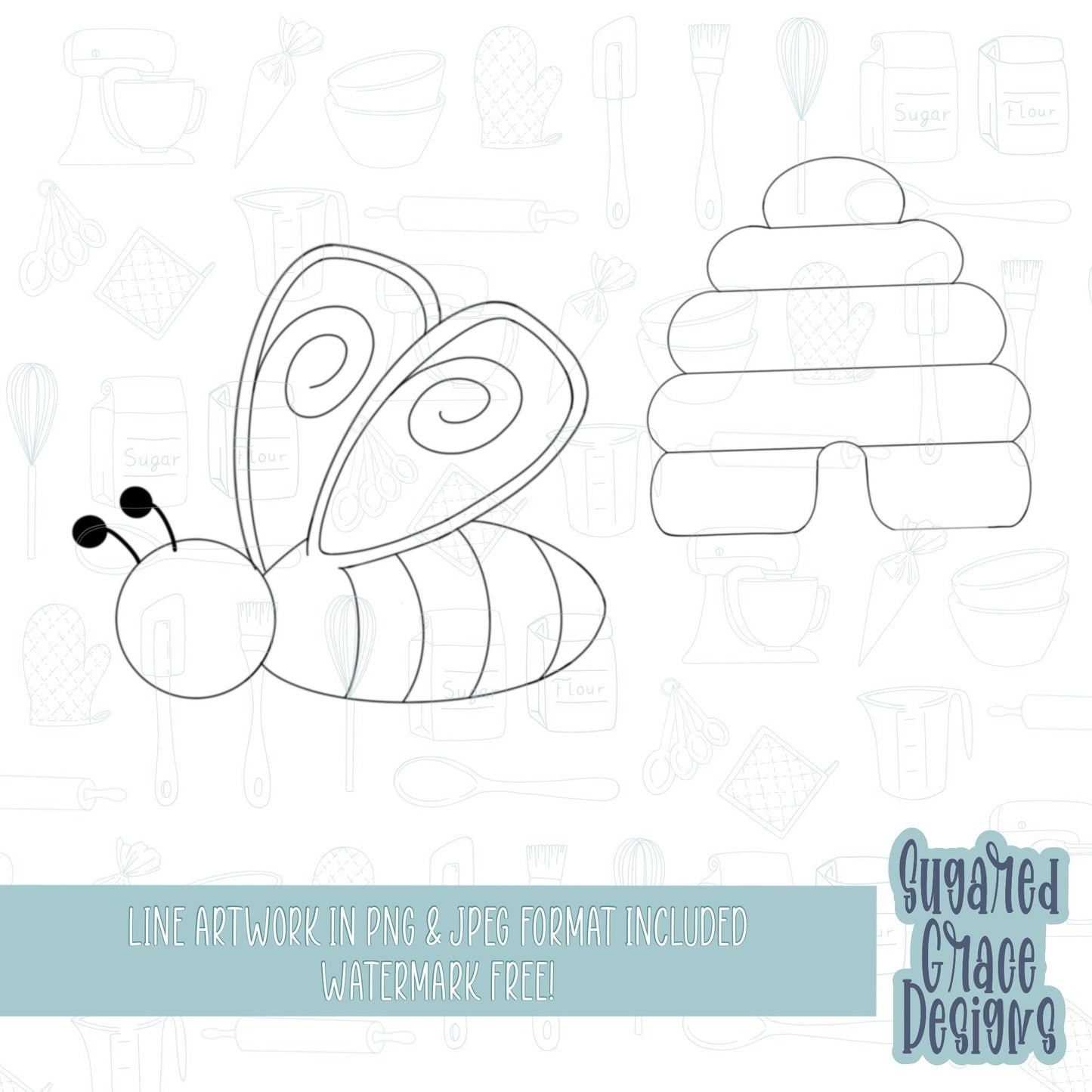 Honey bee and hive Cookie cutter STL file for 3D printing with png printable instant download for EDDIE edible ink printer