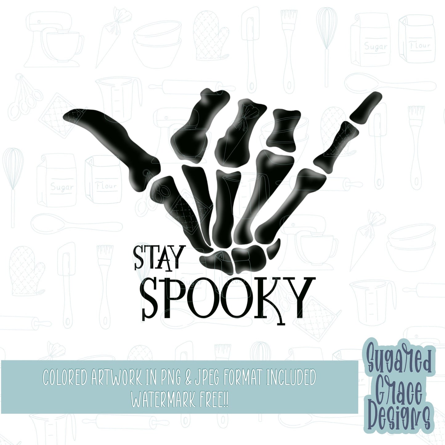 Stay spooky Halloween Cookie cutter STL file for 3D printing with png printable instant download for EDDIE edible ink printer, skeleton hand