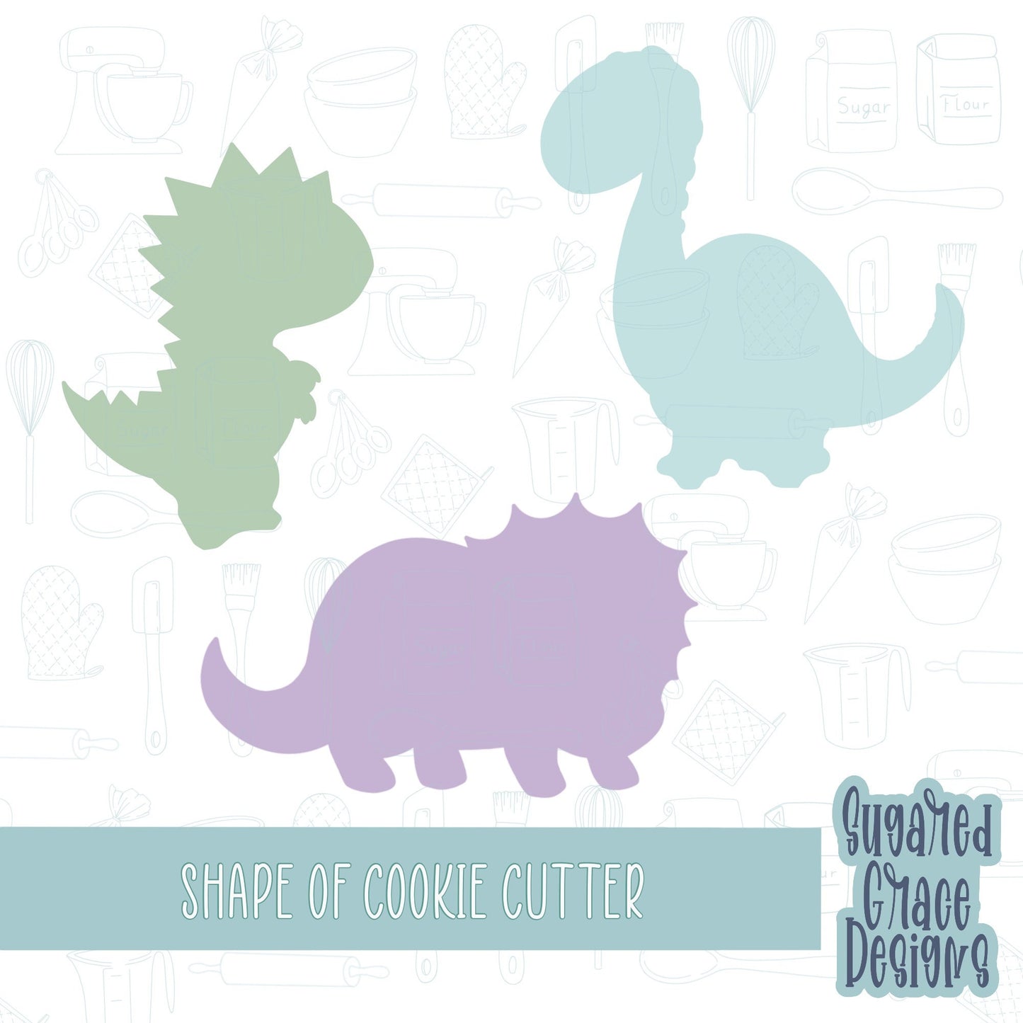 Dinosaur cookie cutter stl file for 3D printing with png printable instant download for Eddie the edible printer bundle set