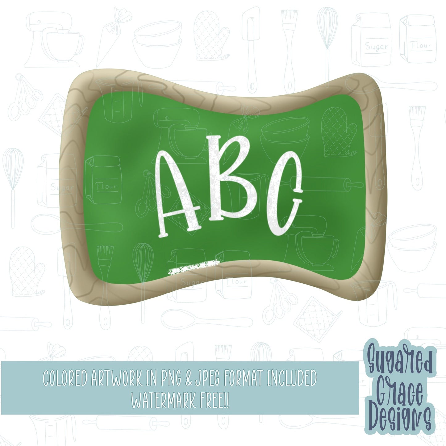 School chalkboard Cookie cutter STL file for 3D printing with png printable instant download for EDDIE edible ink printer, back to school