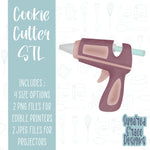 Crafting glue gun Cookie cutter stl files for 3d printing with matching printable png images for Eddie edible printers