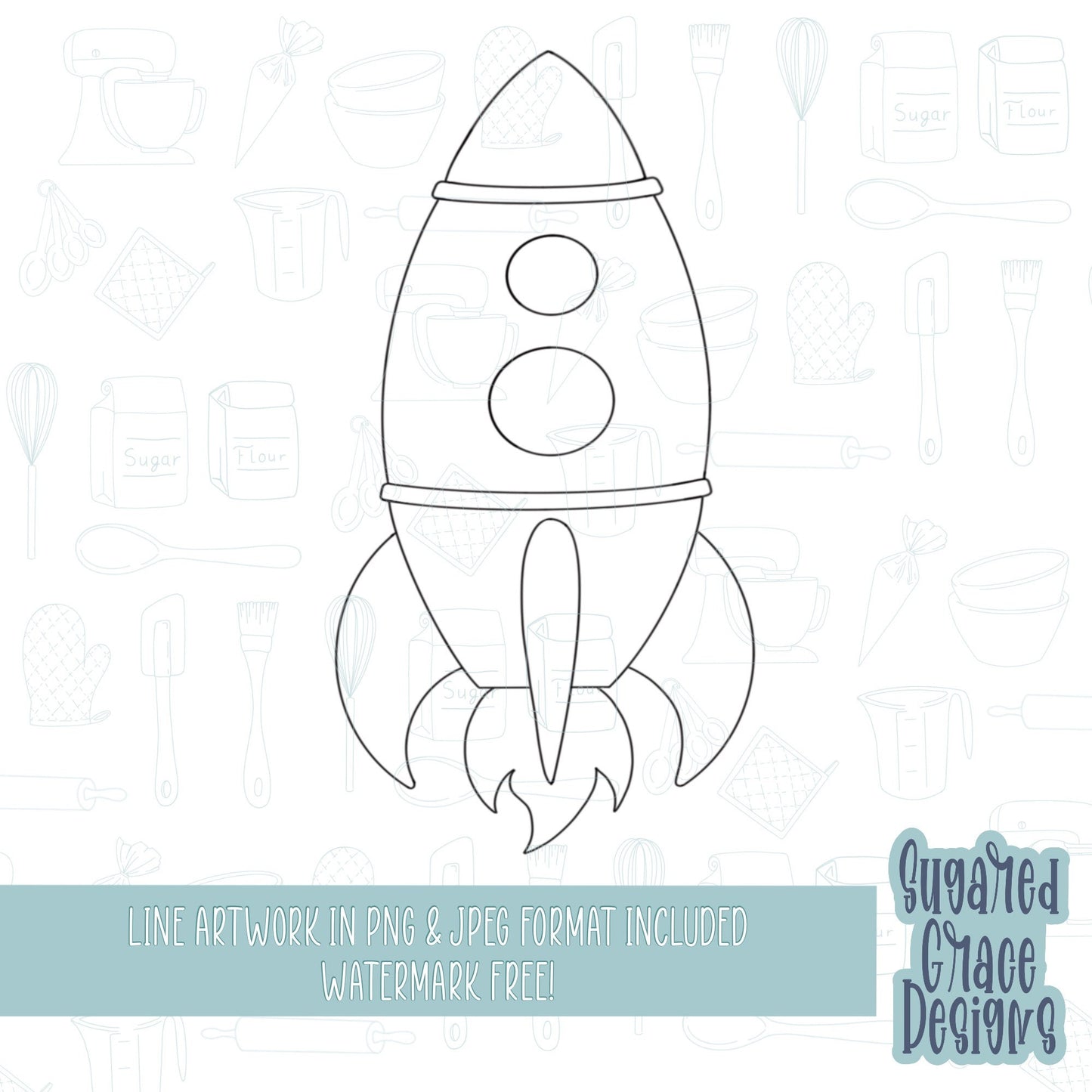 Outer space rocket ship Cookie cutter STL file for 3D printing with png printable instant download for EDDIE edible ink printer