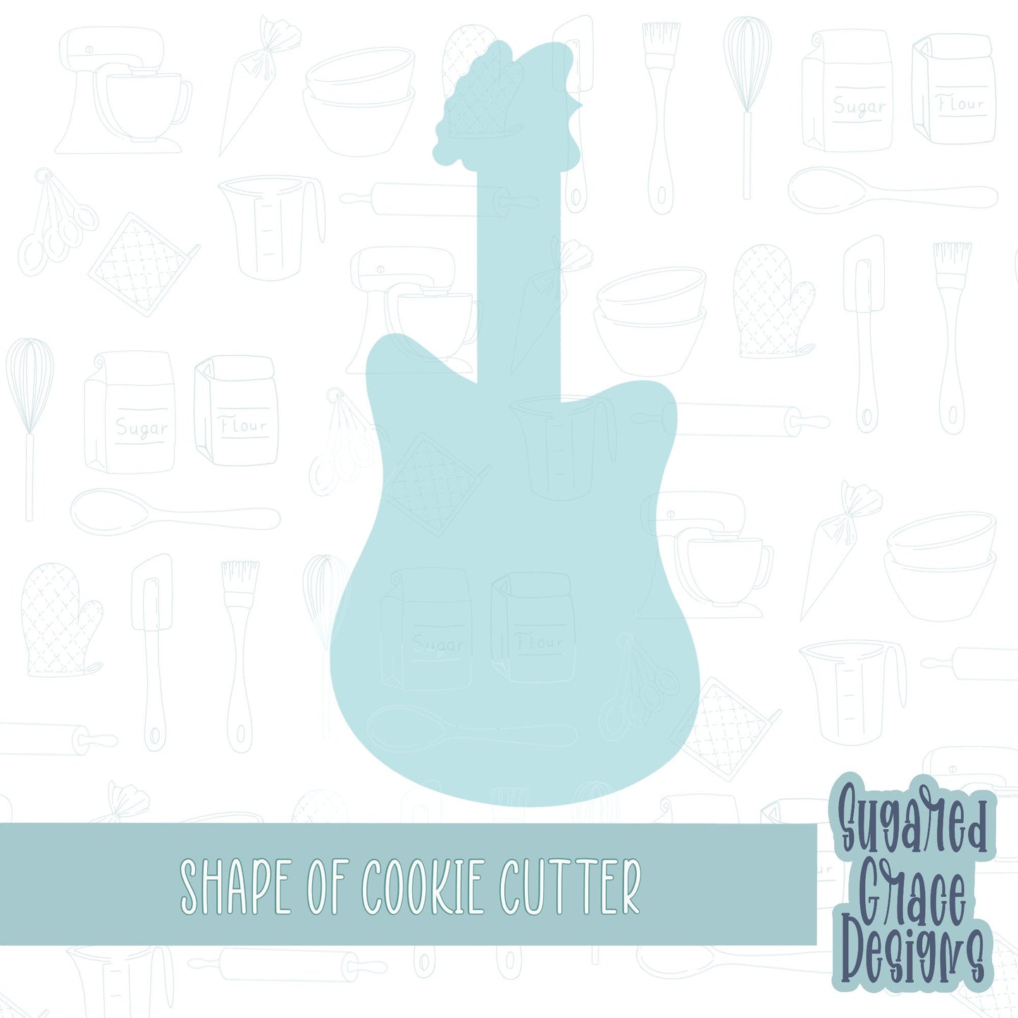 Rock guitar Cookie cutter STL file for 3D printing with png printable instant download for EDDIE edible ink printer