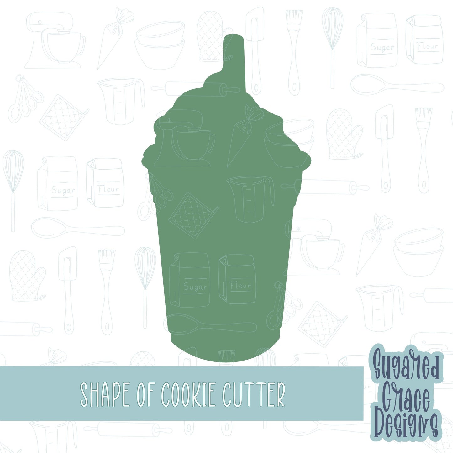 Iced latte Cookie cutter STL file for 3D printing with png printable instant download for EDDIE edible ink printer, barista cookie gift, stl