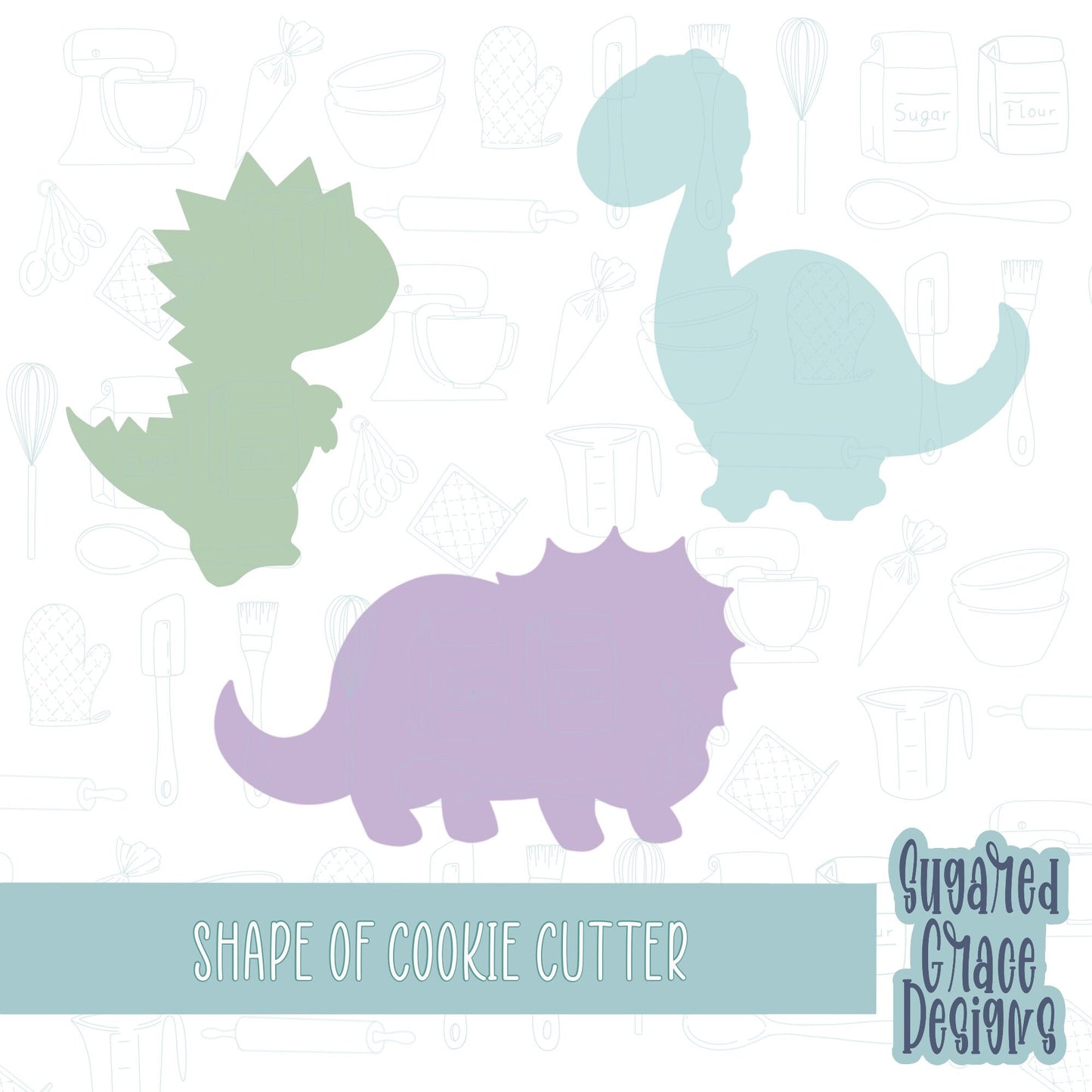 Dinosaur cookie cutter stl file for 3D printing with png printable instant download for Eddie the edible printer bundle set