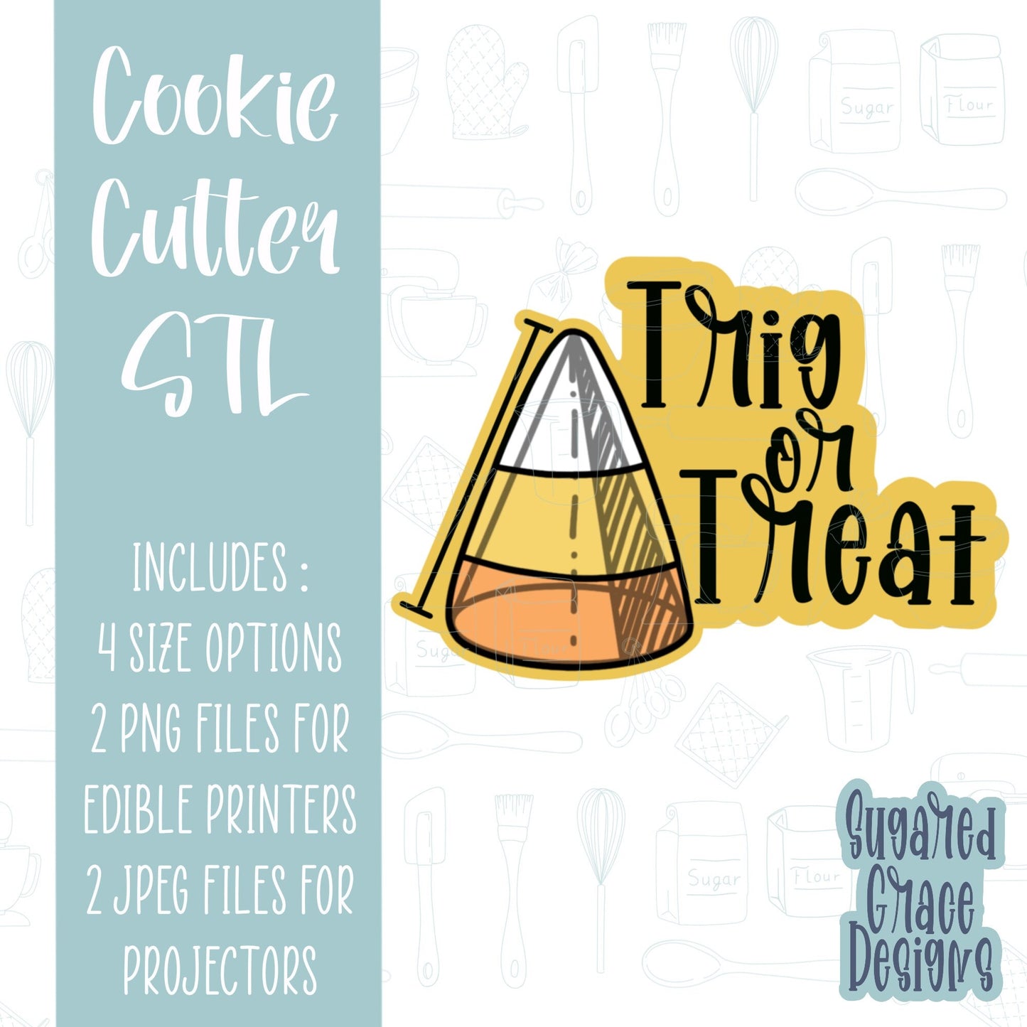 Halloween Candy corn Punny Cookie cutter STL file for 3D printing with png printable instant download for EDDIE edible ink printer, trig stl
