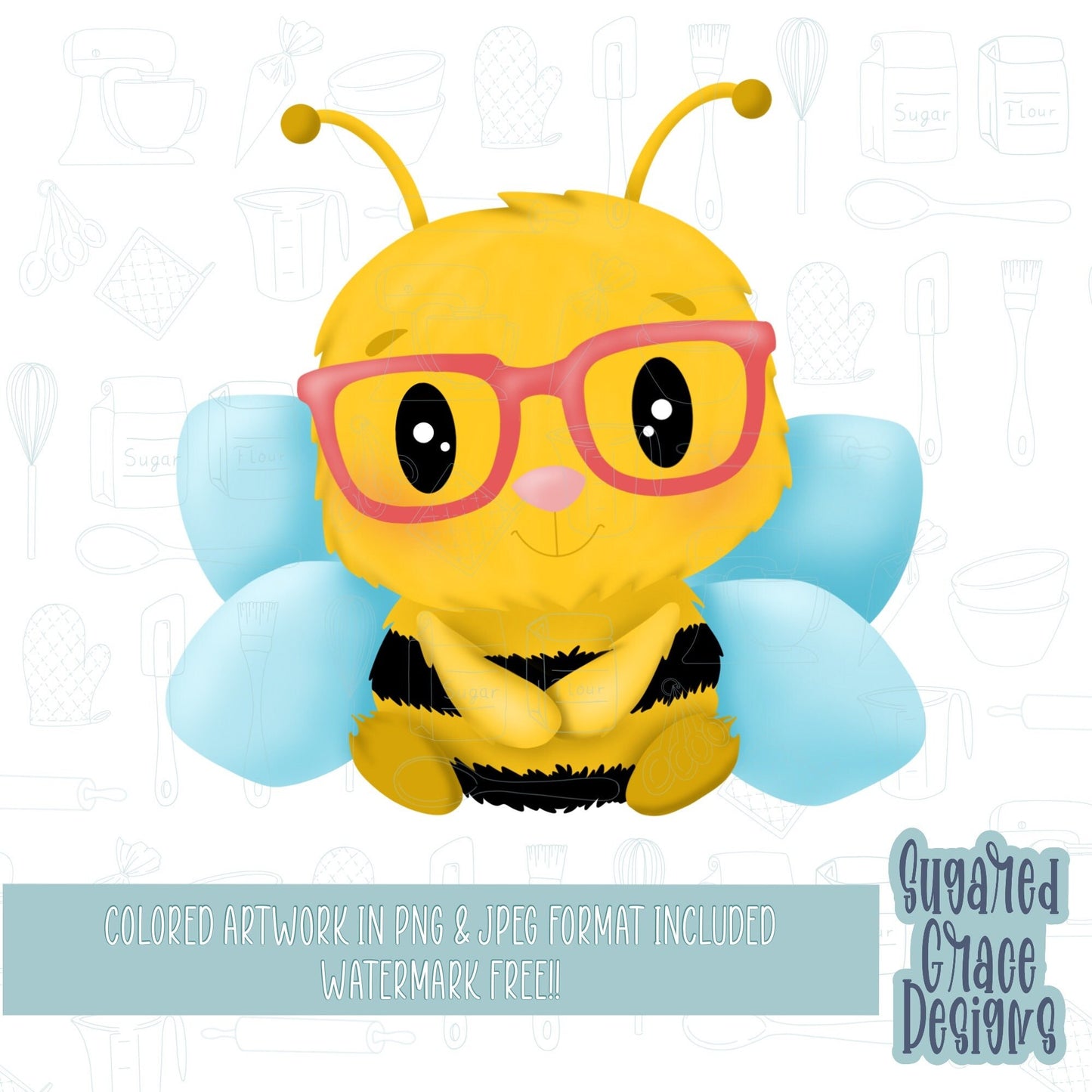 honey bee with glasses Cookie cutter STL file for 3D printing with png printable instant download for EDDIE edible ink printer, bumblebee,