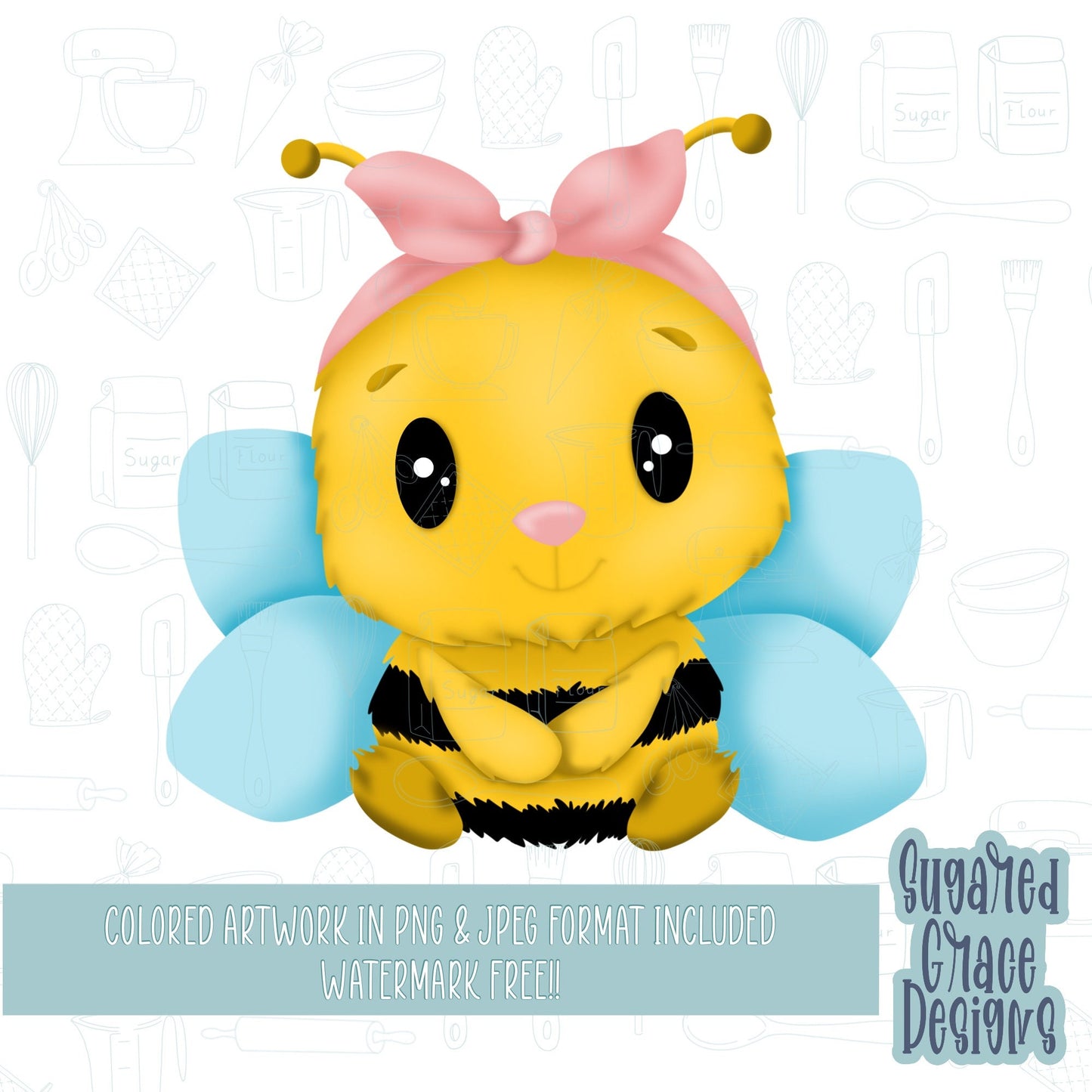 Honey bee with head wrap Cookie cutter STL file for 3D printing with png printable instant download for EDDIE edible ink printer, bumble bee