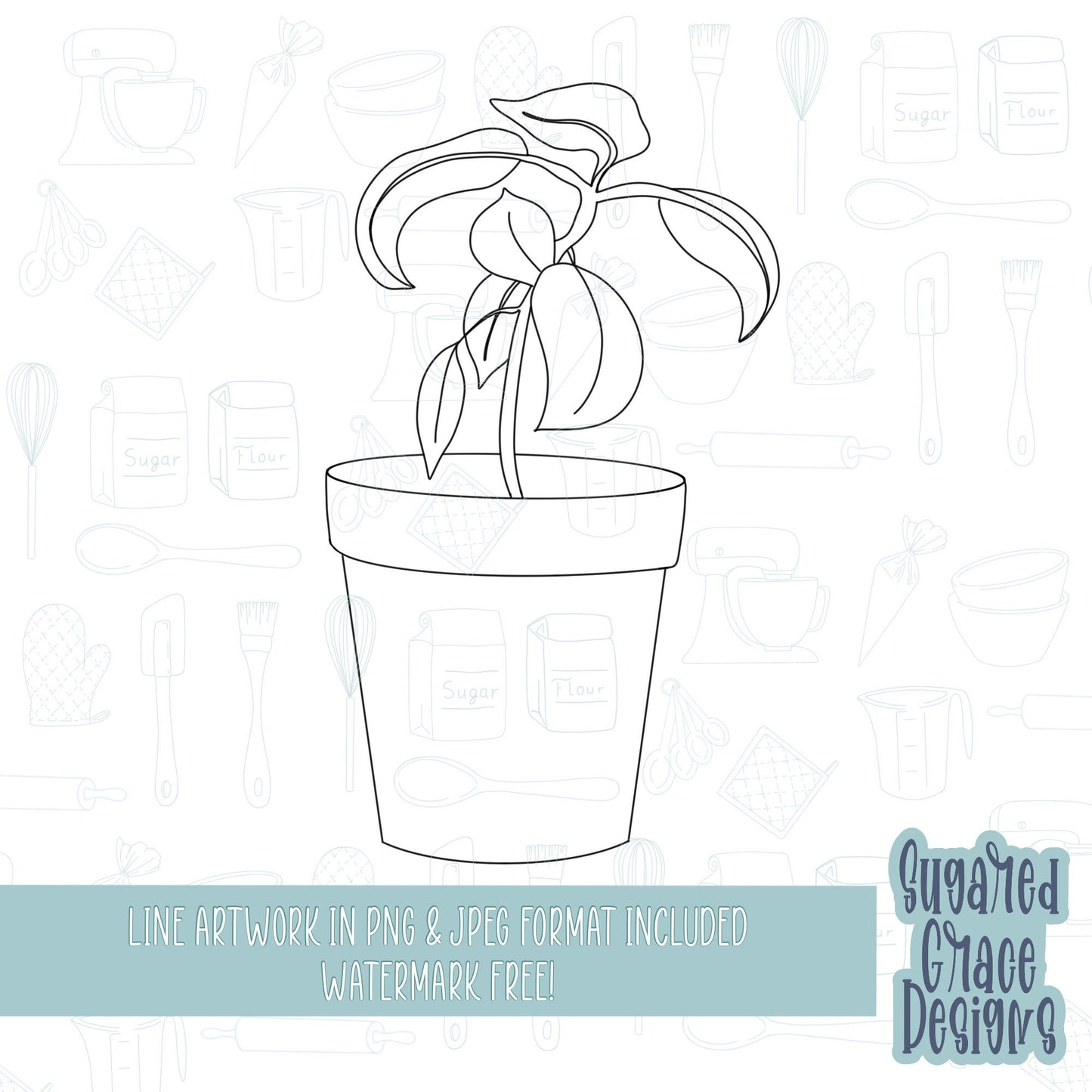 Potted houseplant Cookie cutter STL file for 3D printing with png printable instant download for EDDIE edible ink printer, leaves, greenery