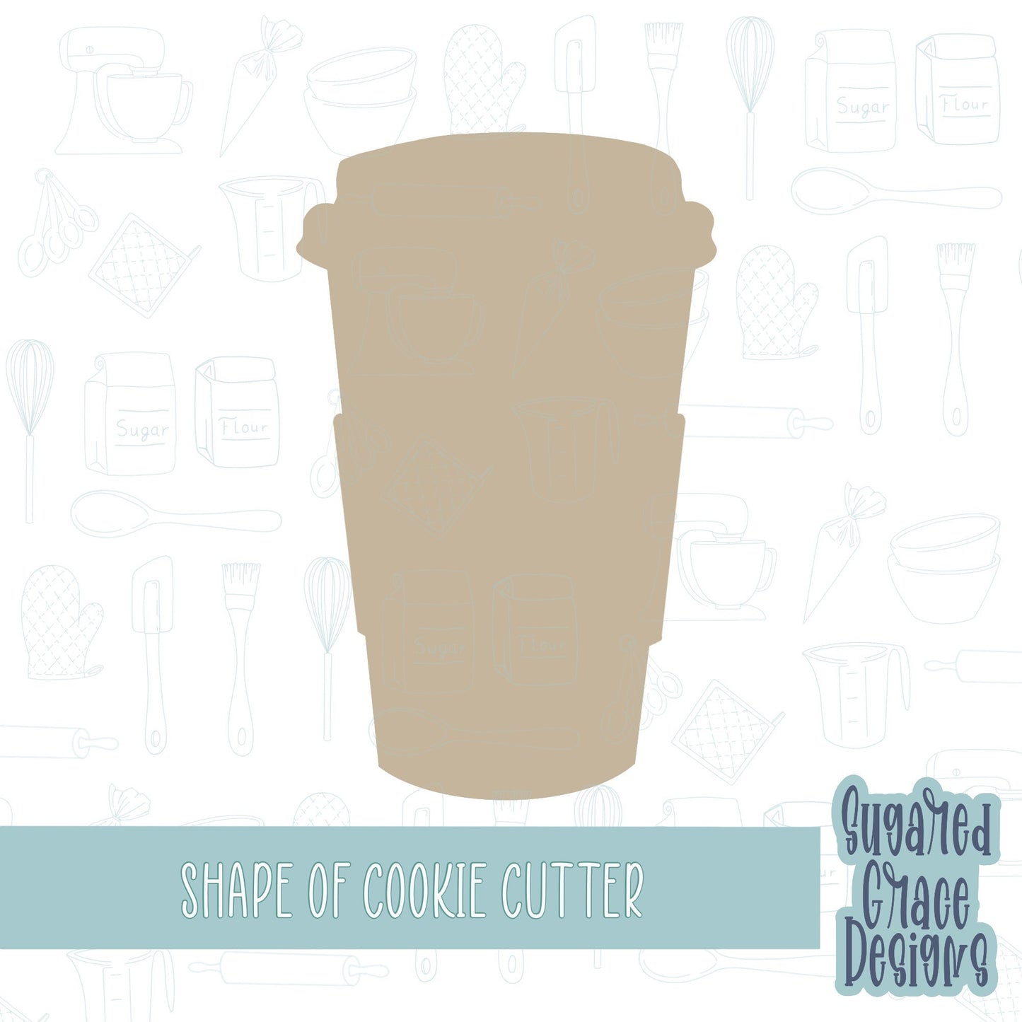 Coffee cup Cookie cutter STL file for 3D printing with png printable instant download for EDDIE edible ink printer, barista cookie gift, stl