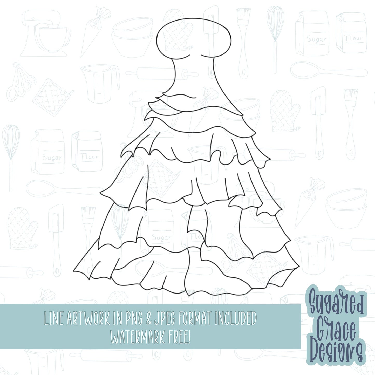 Wedding dress Cookie cutter stl files for 3d printing with matching printable png images for Eddie edible printers