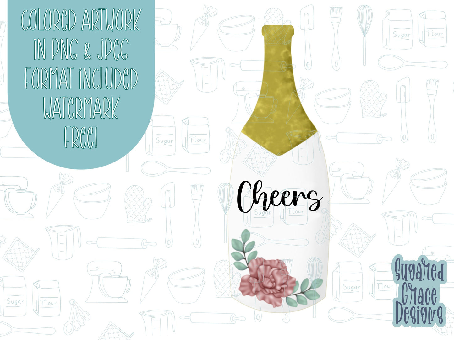 champagne bottle Cookie cutter STL file for 3D printing with png printable instant download for EDDIE edible ink printer, bachelorette gift