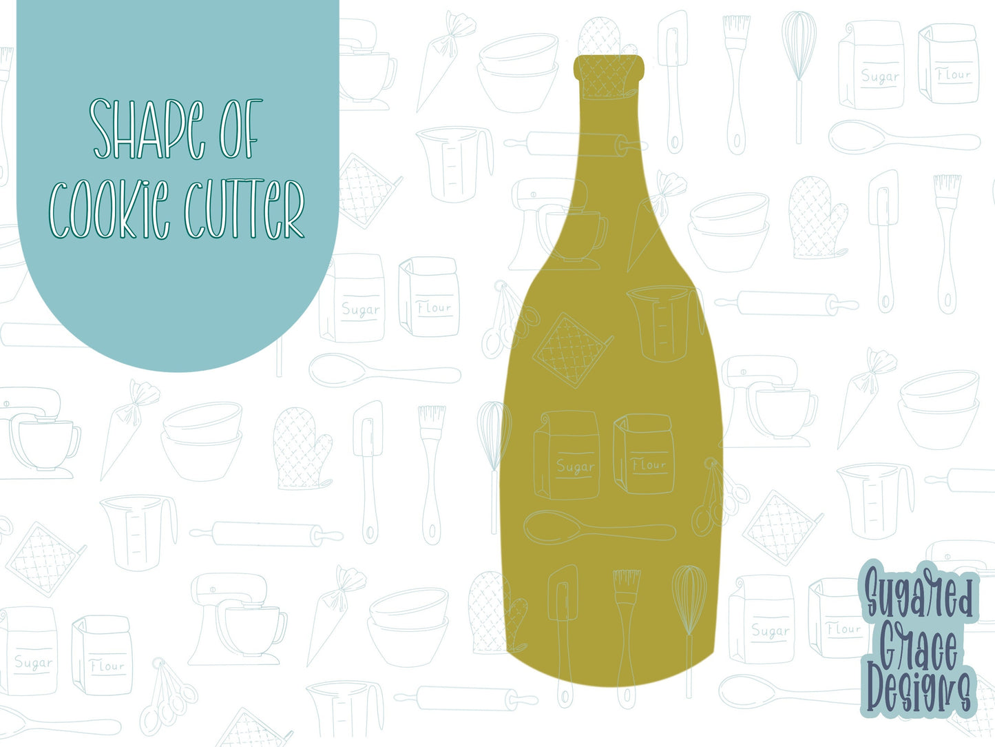 champagne bottle Cookie cutter STL file for 3D printing with png printable instant download for EDDIE edible ink printer, bachelorette gift