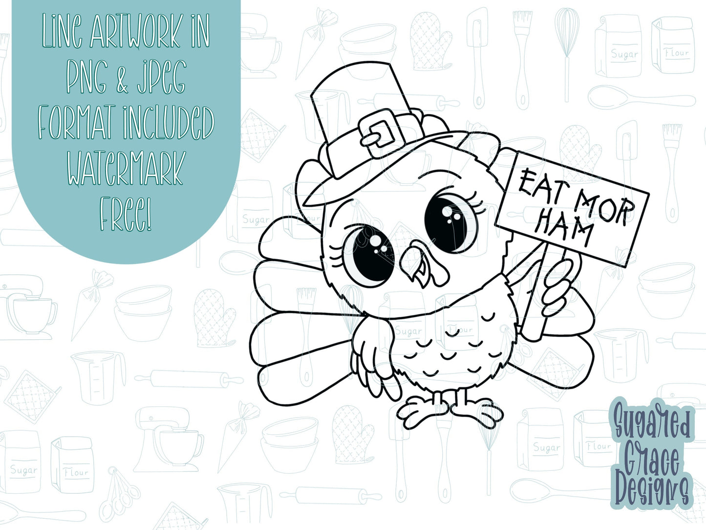 Pilgrim Turkey, Punny Thanksgiving Cookie cutter STL file for 3D printing with png printable instant download for EDDIE edible ink printer