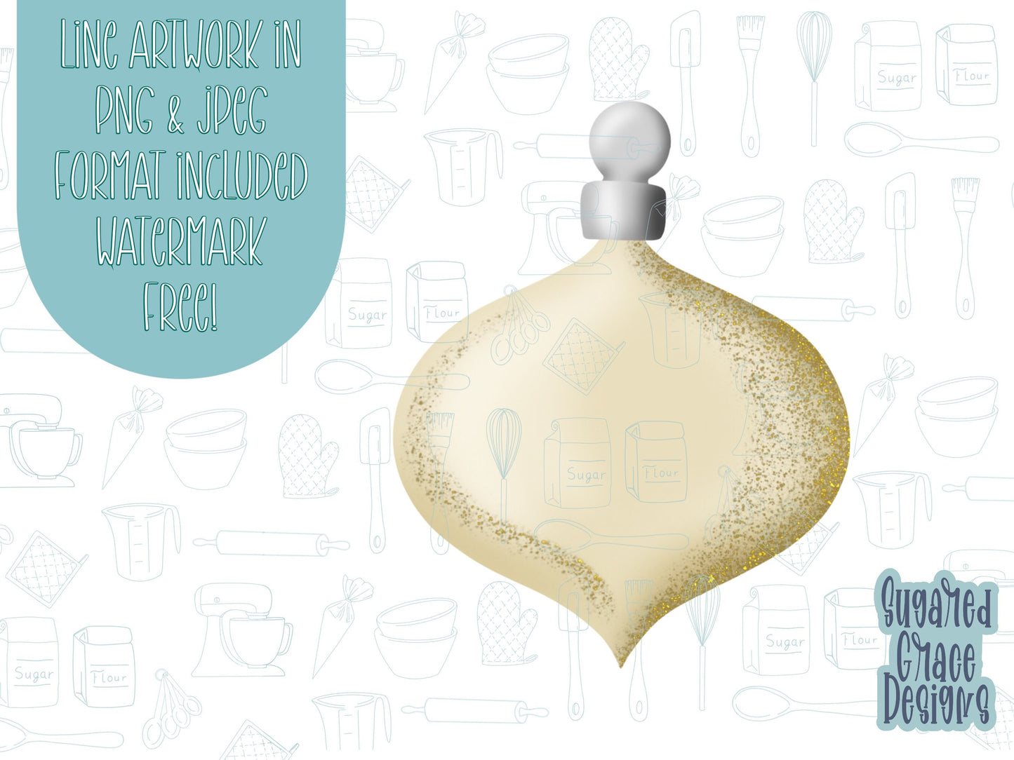 Christmas ornament Cookie cutter STL file for 3D printing with png printable instant download for EDDIE edible ink printer, gold ornament