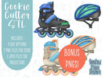Rollerblade and helmet Cookie cutter STL file for 3D printing with png printable instant download for EDDIE edible ink printer