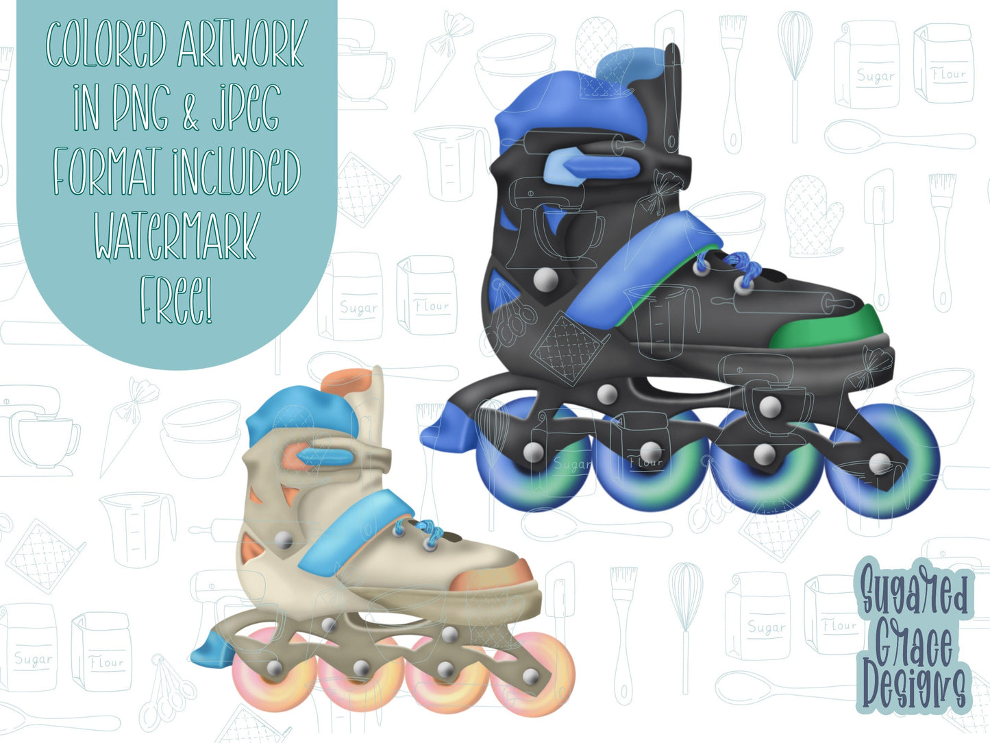 Rollerblade and helmet Cookie cutter STL file for 3D printing with png printable instant download for EDDIE edible ink printer