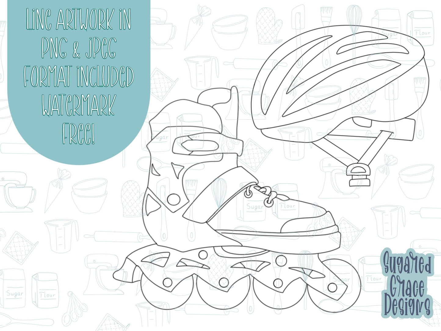 Rollerblade and helmet Cookie cutter STL file for 3D printing with png printable instant download for EDDIE edible ink printer