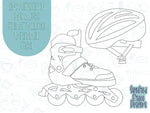 Rollerblade and helmet Cookie cutter STL file for 3D printing with png printable instant download for EDDIE edible ink printer
