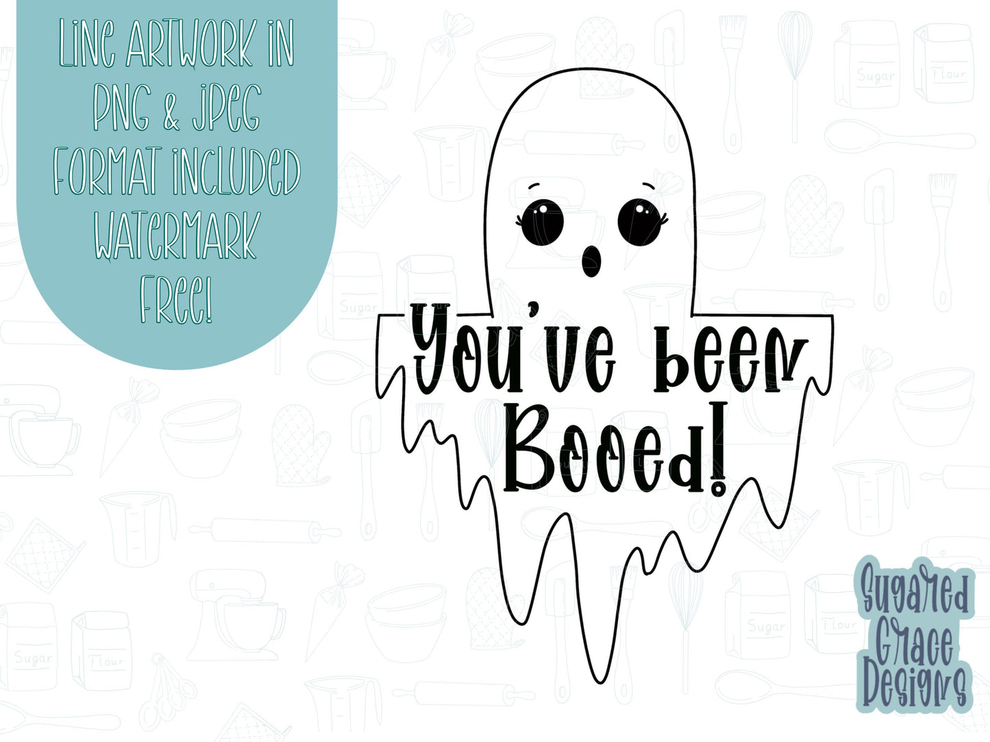 You’ve been booed ghost Cookie cutter stl files for 3d printing with matching printable png images for Eddie edible printers