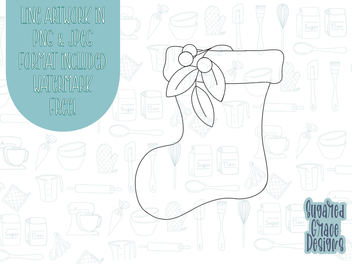 Christmas stocking Cookie cutter STL file for 3D printing with png printable instant download for EDDIE edible ink printer, Christmas cookie