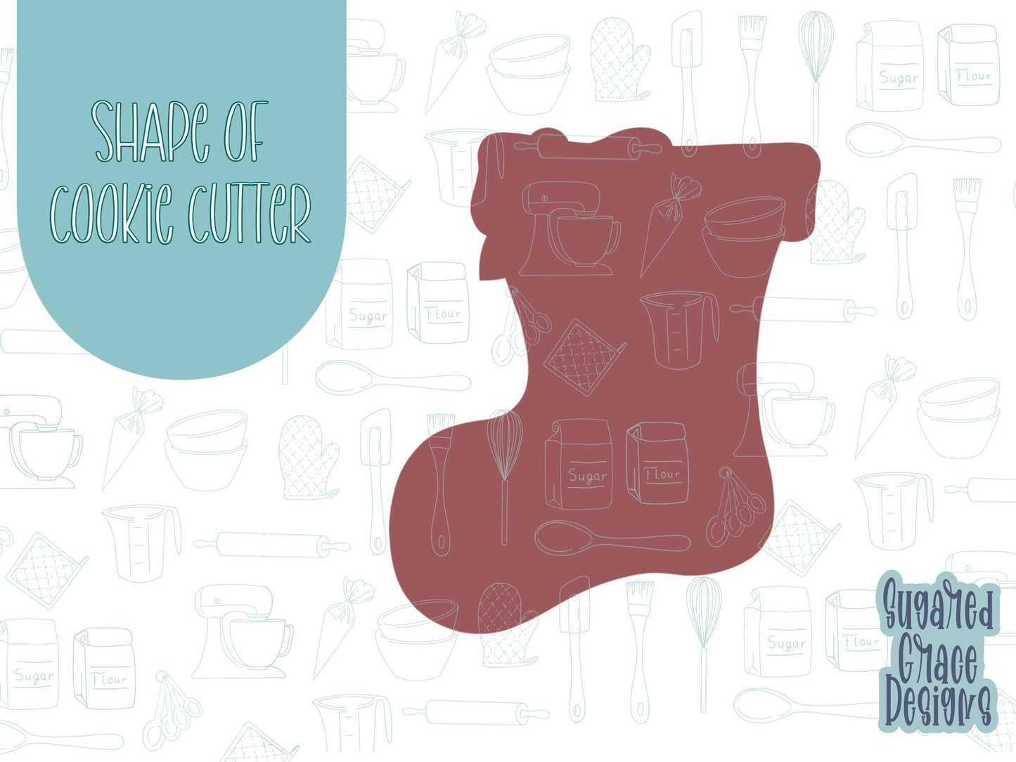 Christmas stocking Cookie cutter STL file for 3D printing with png printable instant download for EDDIE edible ink printer, Christmas cookie