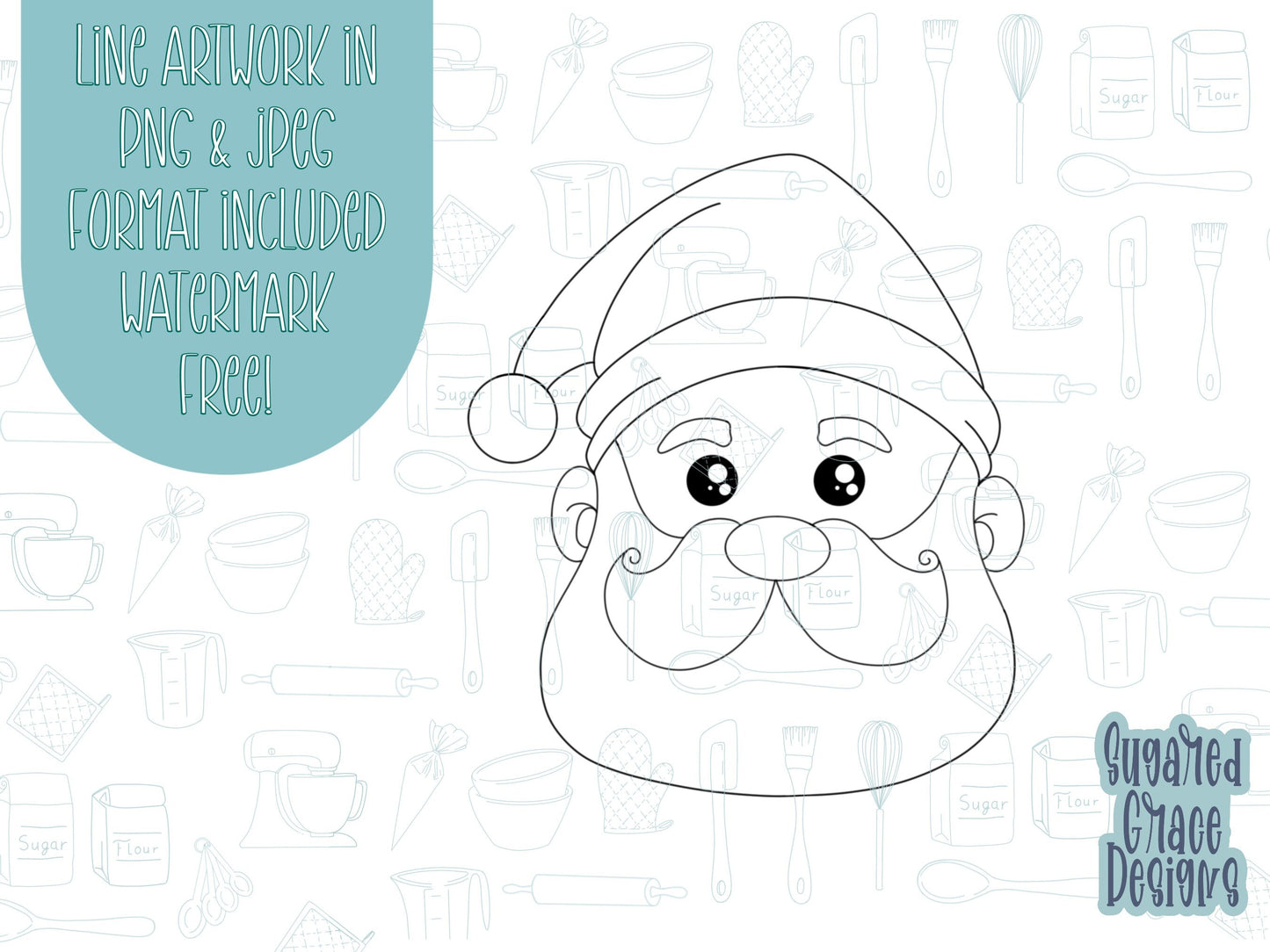 Santa Claus Cookie cutter STL file for 3D printing with png printable instant download for EDDIE edible ink printer, Christmas cutter