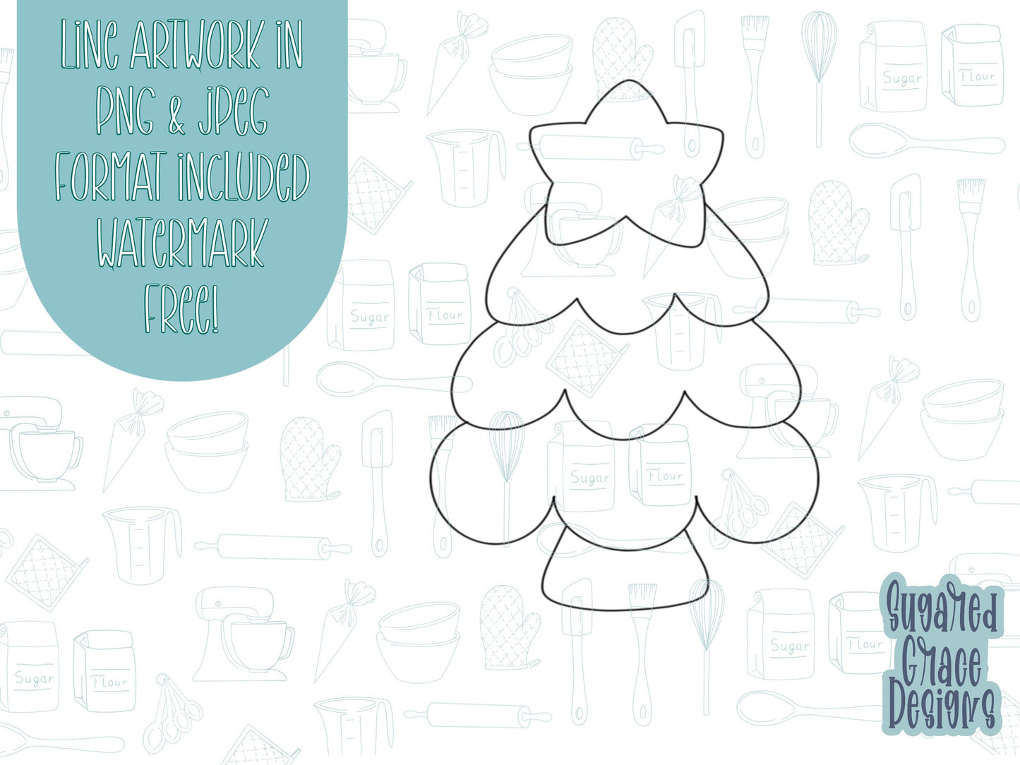 Christmas tree Cookie cutter STL file for 3D printing with png printable instant download for EDDIE edible ink printer, Xmas cookie cutter