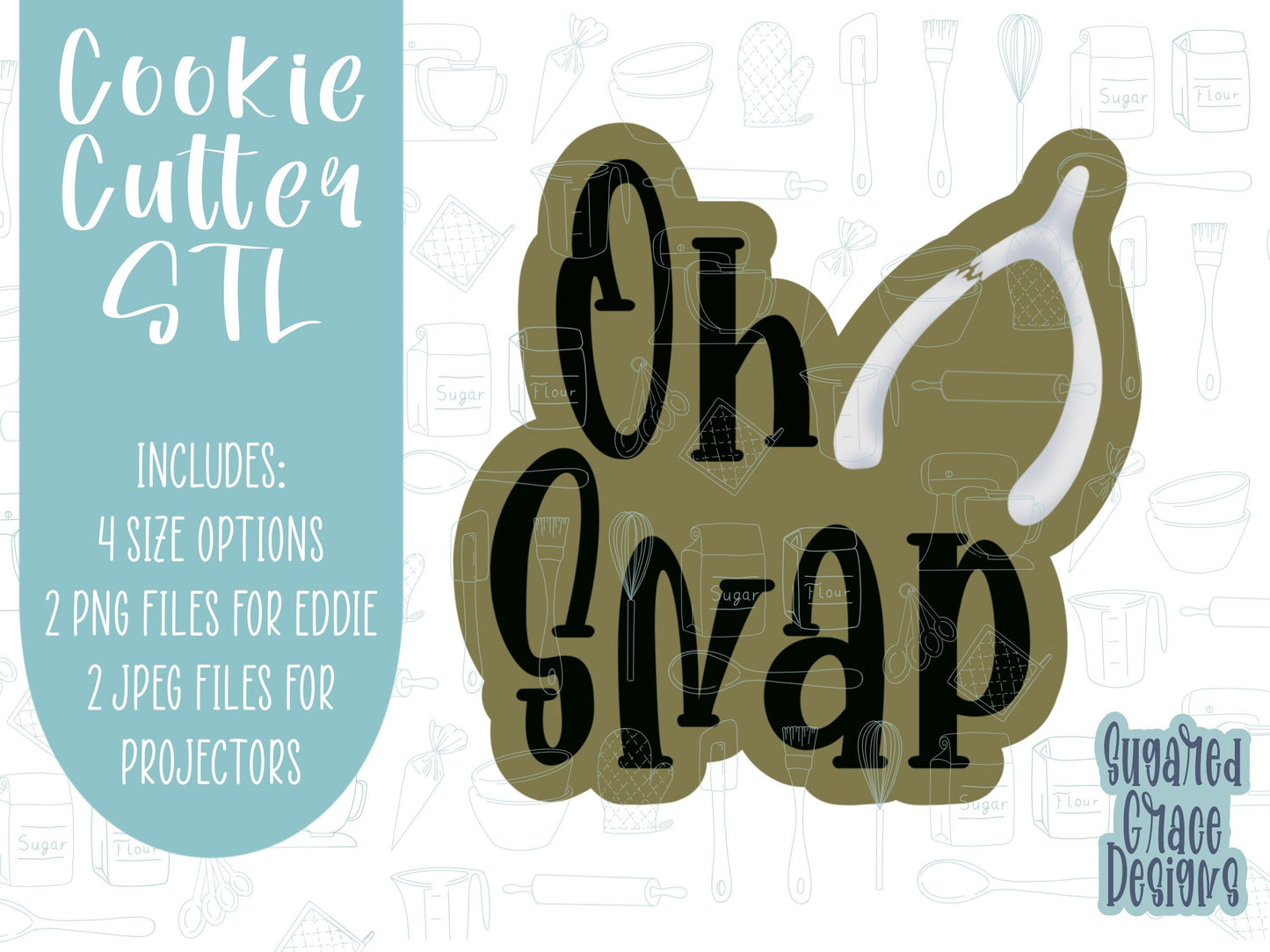Oh snap thanksgiving pun cookie cutter stl file for 3D printing