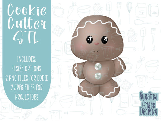 Gingerbread man Cookie cutter STL file for 3D printing with png printable instant download for EDDIE edible ink printer, Xmas cookie cutter
