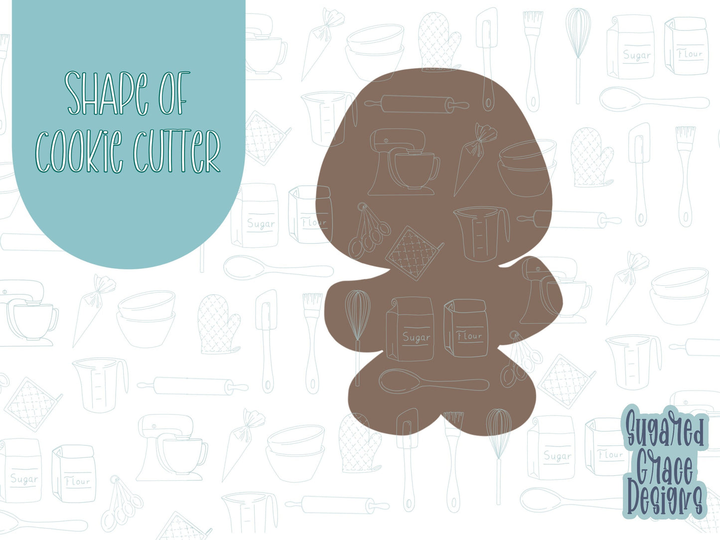 Gingerbread man Cookie cutter STL file for 3D printing with png printable instant download for EDDIE edible ink printer, Xmas cookie cutter