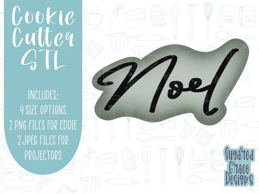 Lettered Noel Cookie cutter STL file for 3D printing with png printable instant download for EDDIE edible ink printer, Christmas cookie