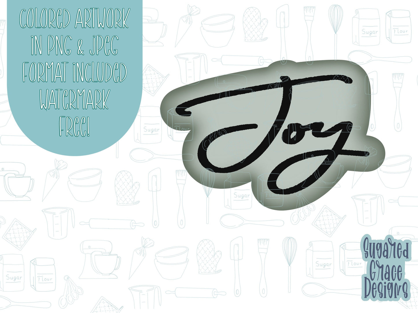 Lettered Joy Cookie cutter STL file for 3D printing with png printable instant download for EDDIE edible ink printer, Christmas cookie stl