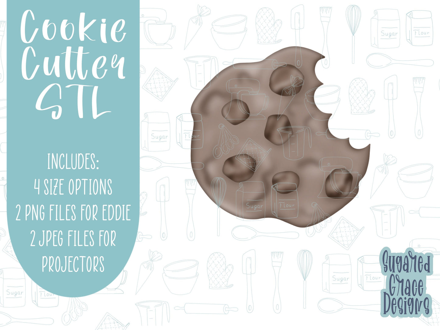 cookie for Santa Cookie cutter STL file for 3D printing with png printable instant download for EDDIE edible ink printer, Xmas cookie cutter