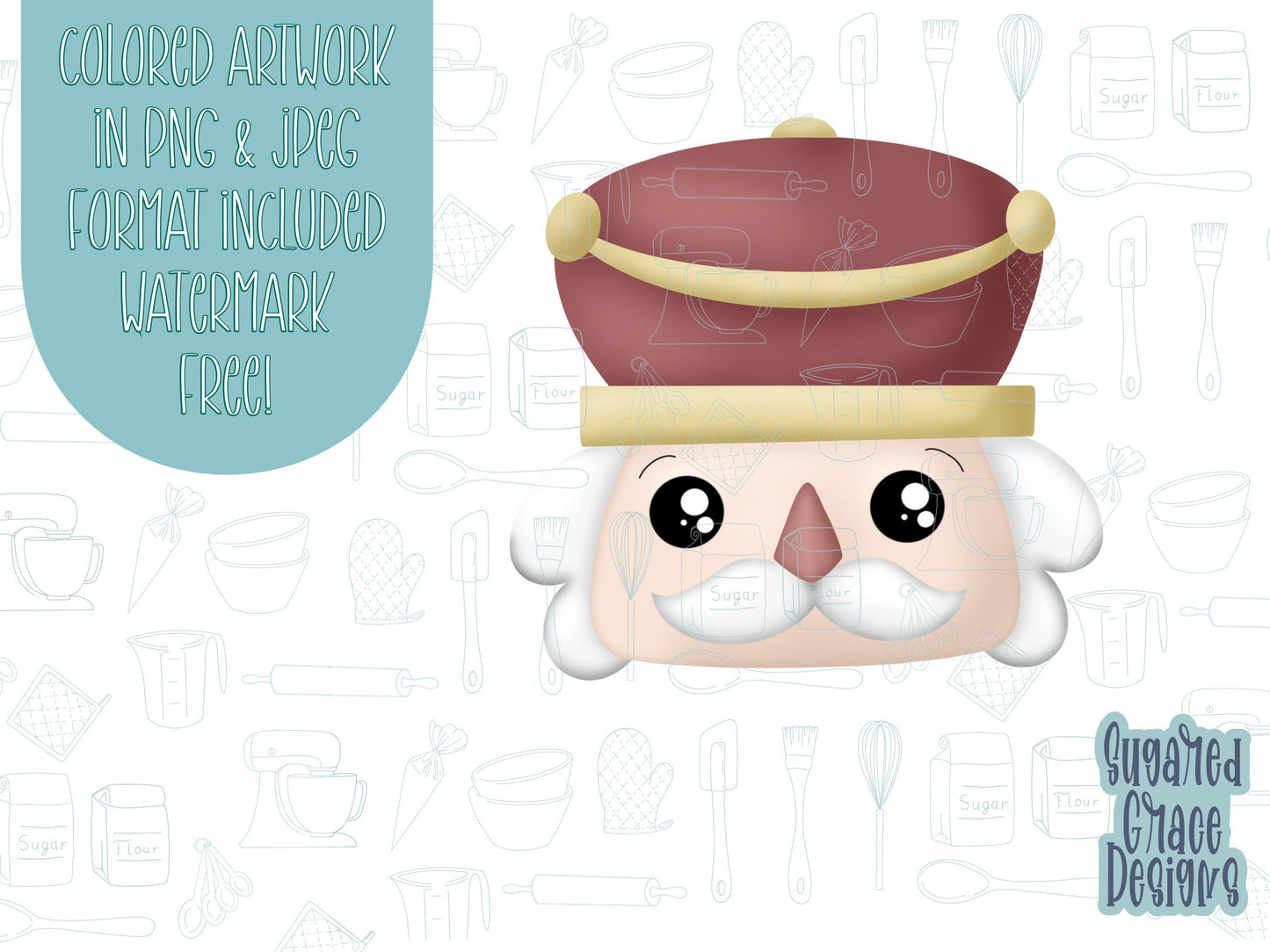Nutcracker Cookie cutter STL file for 3D printing with png printable instant download for EDDIE edible ink printer, Xmas cookie cutter stl