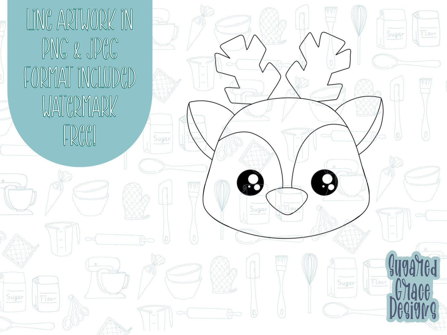 Red nosed reindeer Cookie cutter STL file for 3D printing with png printable instant download for EDDIE edible ink printer, Xmas cutter stl
