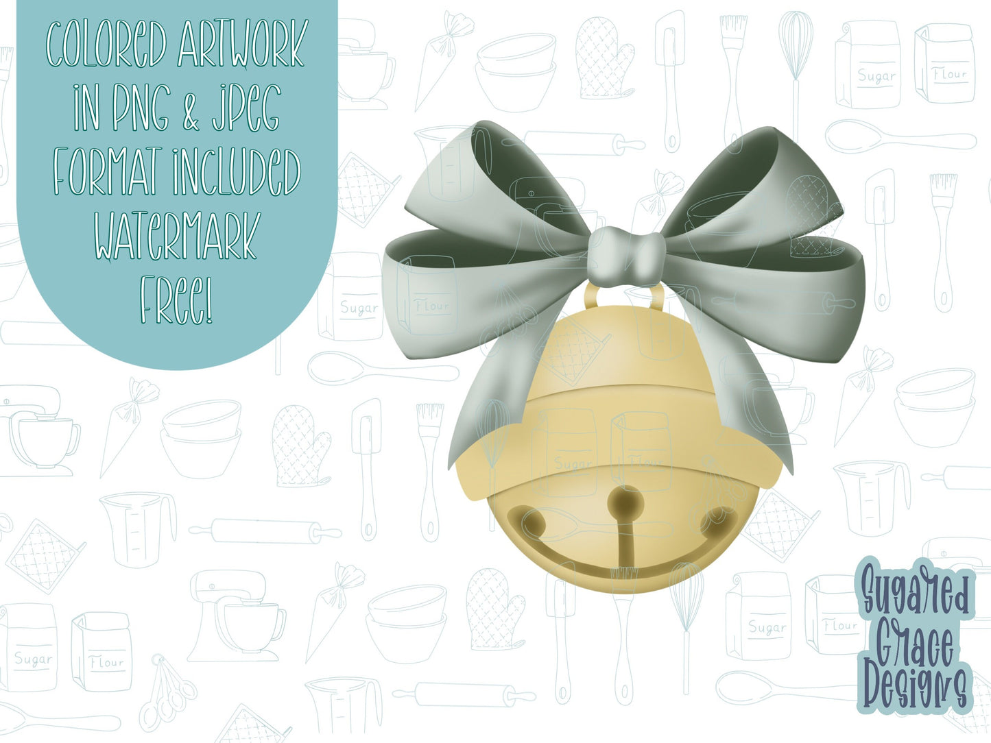 Christmas bell Cookie cutter STL file for 3D printing with png printable instant download for EDDIE edible ink printer, Christmas cookie stl