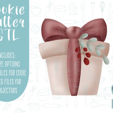Christmas gift Cookie cutter STL file for 3D printing with png printable instant download for EDDIE edible ink printer, Christmas cookie
