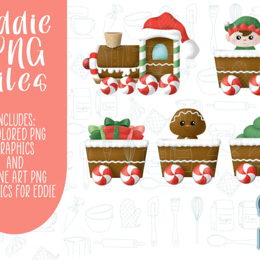 Christmas train set of 5 png graphics for Eddie the edible ink printer, Christmas png for cookies, png images for Eddie edible ink printer