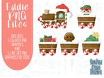 Christmas train set of 5 png graphics for Eddie the edible ink printer, Christmas png for cookies, png images for Eddie edible ink printer