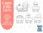 Christmas train set of 5 png graphics for Eddie the edible ink printer, Christmas png for cookies, png images for Eddie edible ink printer