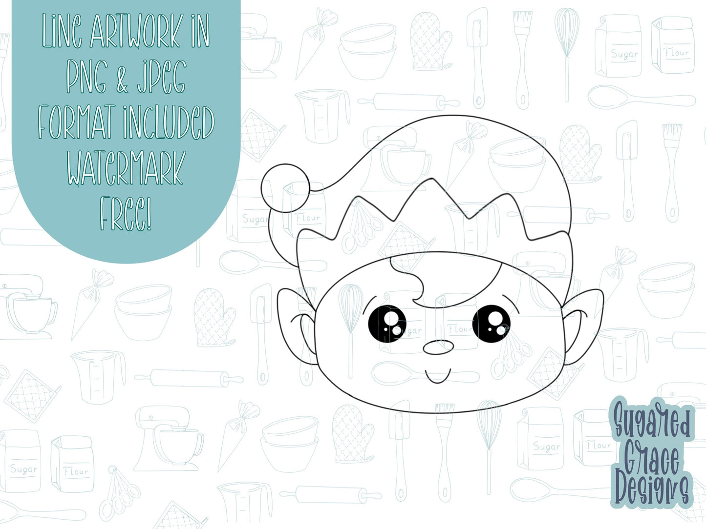 Elf Cookie cutter STL file for 3D printing with png printable instant download for EDDIE edible ink printer, Christmas cookie cutter,