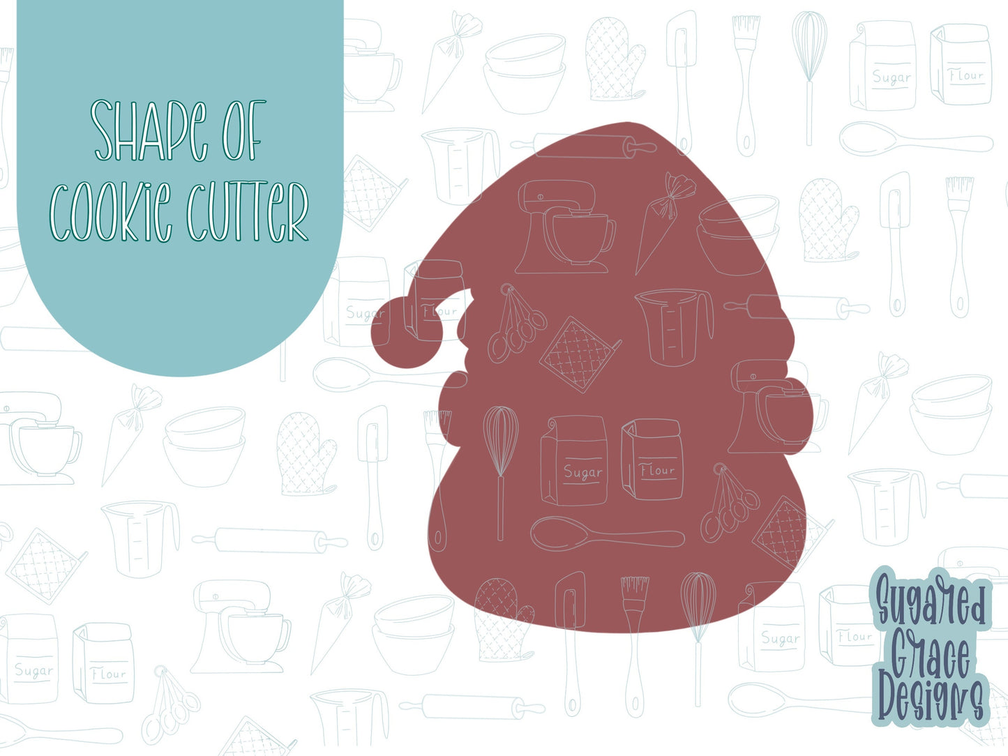 Santa Claus Cookie cutter STL file for 3D printing with png printable instant download for EDDIE edible ink printer, Christmas cutter